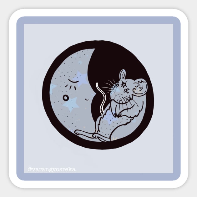 Cute Moon Rat Sticker by varangyosreka